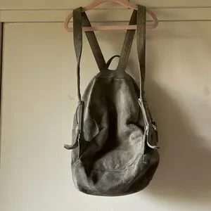 Grey suede Baggu backpack BAGGU HTF Suede Tan Khaki Simple Backpack EUC *Retired  main image 4